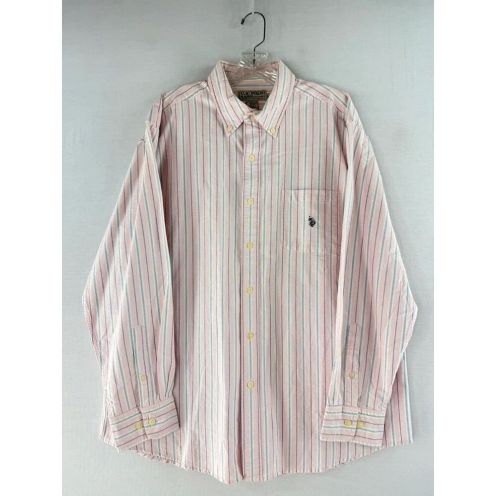 U. S. Polo Association Vintage Pink & Blue Striped Button Down Shirt